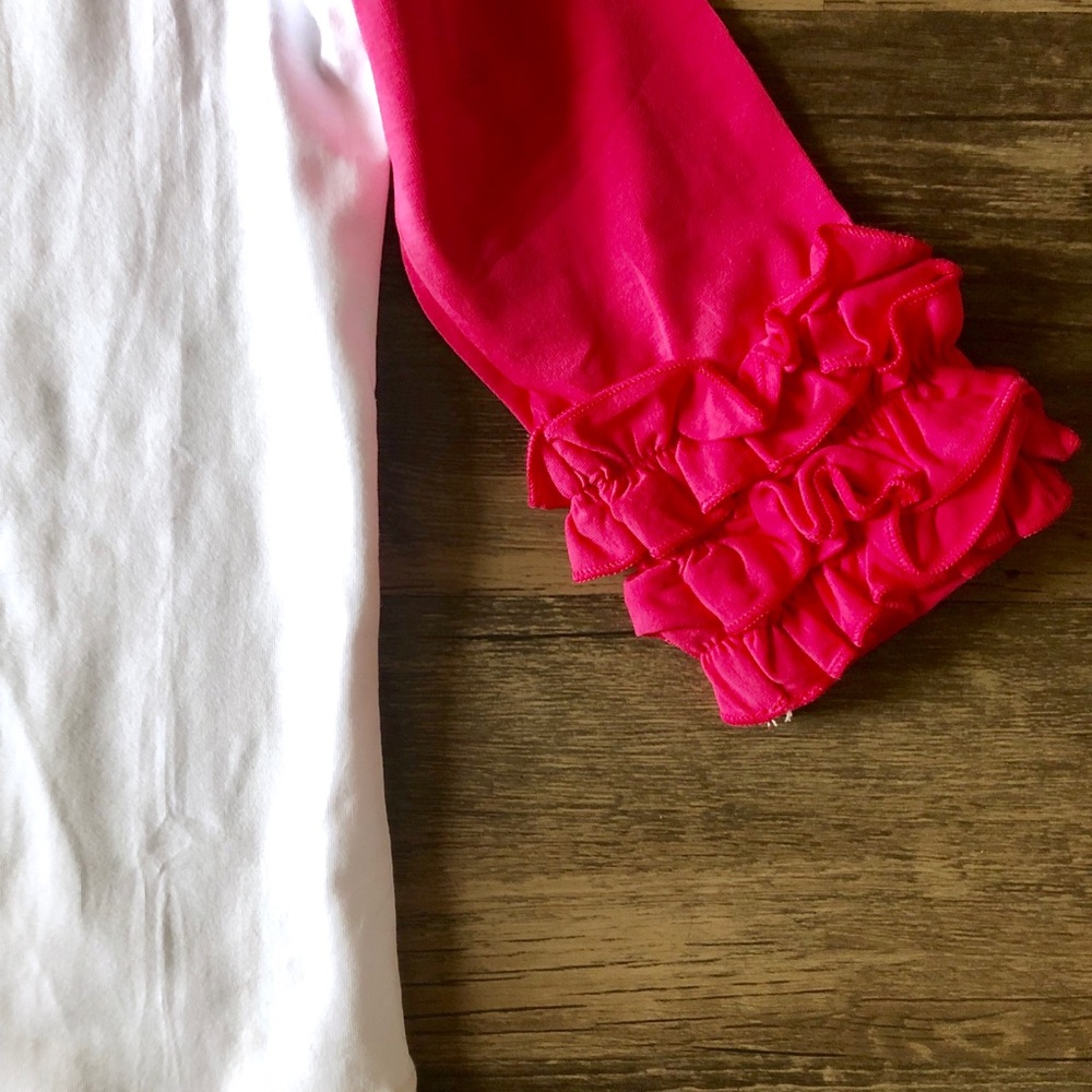 Girl’s Ruffled Pink & White Shirt size 6 - Picture 5 of 8